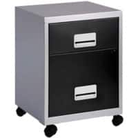 Pierre Henry Steel Filing Cabinet with 2 Lockable Drawers COMBI 400 x 400 x 530 mm Black, Silver