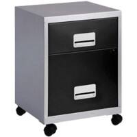 Pierre Henry Filing Cabinet with 2 Lockable Drawers Combi 410 x 410 x 530mm Silver & Black