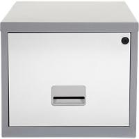 Pierre Henry Maxi Steel Filing Cabinet with 1 Lockable Drawer 400 x 400 x 370 mm Silver, White