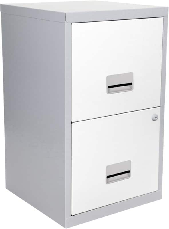 Pierre henry maxi steel filing cabinet with 2 lockable drawers 400 x 400 x 660 mm silver, white