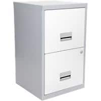 Pierre Henry Maxi Steel Filing Cabinet with 2 Lockable Drawers 400 x 400 x 660 mm Silver, White