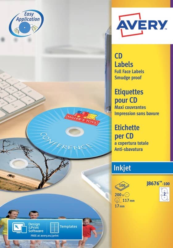 Avery Inkjet CD/Dvd Labels (100/pk)(J8676-100)
