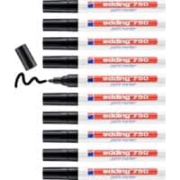 edding 750 Permanent Paint Marker Black Medium Bullet 2 - 4 mm Water-Resistant Pack of 10