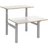 Elev8² Sit Stand Back to Back Desk with White & Oak Edge Coloured Melamine Top and Silver Frame 4 Legs Mono 1650 x 1200 x 675 - 1175 mm