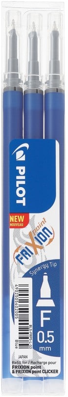Pilot FriXion Point Rollerball Pen Refill 0.25 mm Fine Rollerball Blue Pack of 3
