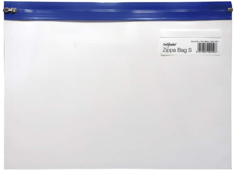 Snopake Zip Lock Bags 12804 A4+ Zip PP (Polypropylene) 37 (W) x 26 (H) cm Blue