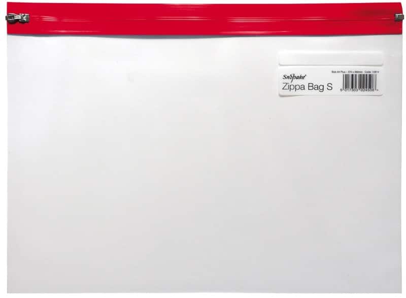 Snopake Zip Lock Bags S A4+ Zip PP (Polypropylene) Landscape 37 (W) x 26 (H) cm Red