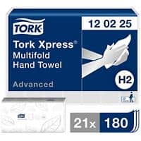 Tork Hand Towels H2 Xpress Advanced Multifold 2 Ply White 80 Sheets Pack of 21