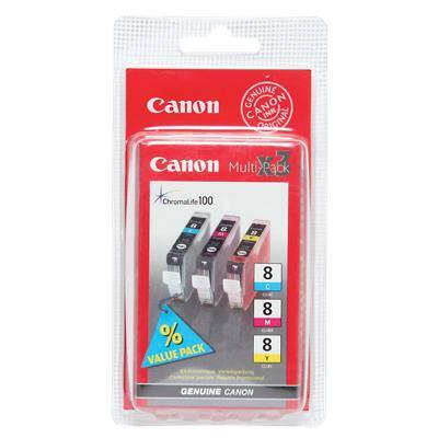 Canon CLI-8 C/M/Y Original Ink Cartridge Cyan, Magenta, Yellow Pack of 3 Multipack