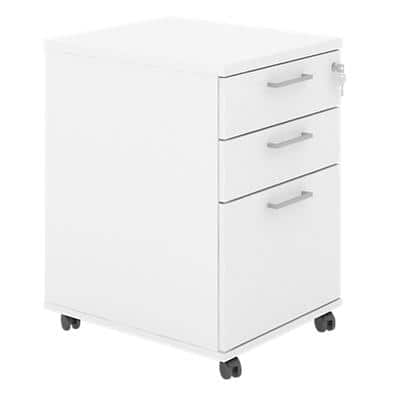 Pedestal with 3 Lockable Drawers MFC 415 x 500 x 638mm White