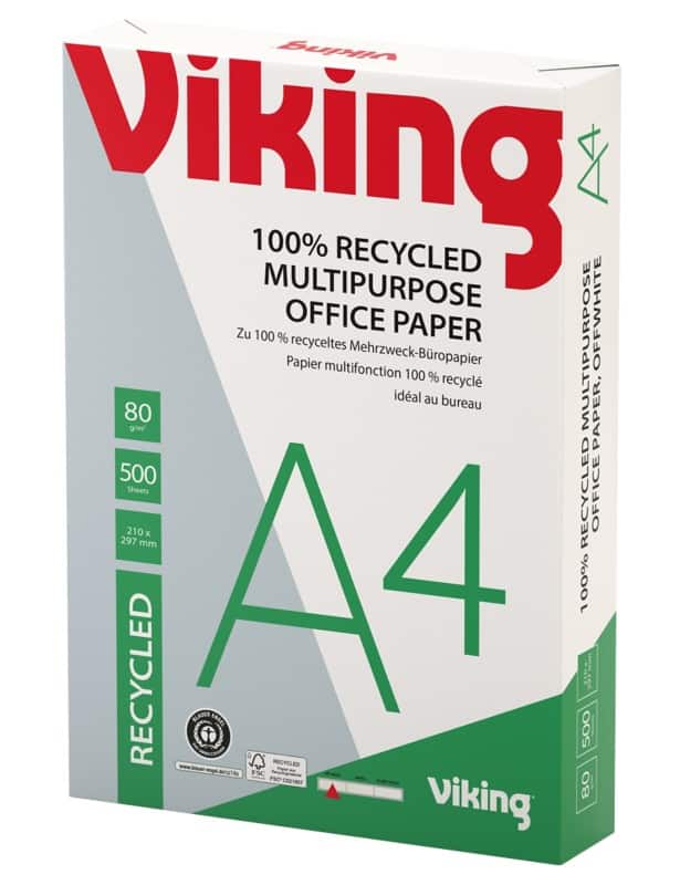 Office Depot 100% Recycled Printer Paper A4 80 gsm Off-White 55 CIE 500  Sheets | Viking Direct IE