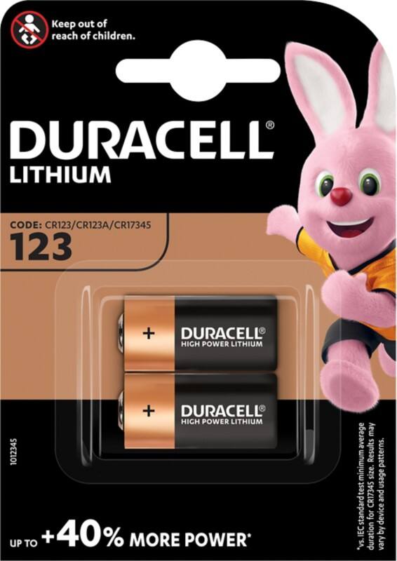 Duracell 123 Batteries CR17345 High Power Ultra 3V Lithium Pack of 2
