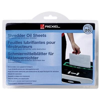 Rexel Shredder Oil Sheets for Shredder Maintenance Pack of 20