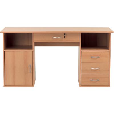 Alphason Rectangular Desk with Beech Coloured Melamine Top and 4 Lockable Drawers Dallas 1450 x 600 x 740mm