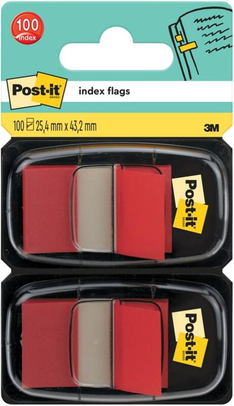 Post-it Index Flags 25.4 x 43.2 mm Red 50 x 2 Pack