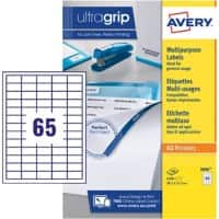 Avery UltraGrip Multipurpose Labels 3666 adhesive A4 White 38.1 x 21.2 mm 100 Sheets of 65 Labels