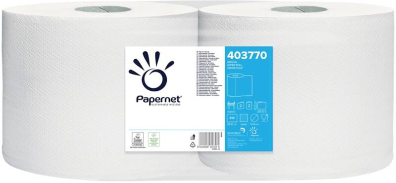Papernet Special  Industrial Wiper Roll Rolled White 2 Ply 240 m 403770 Pack of 2