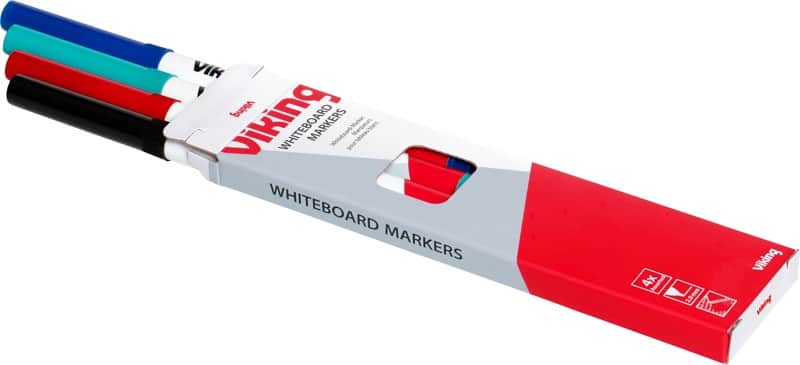 Viking WBS2 Non-permanent Whiteboard Marker Assorted Medium Bullet  - 2.0 mm Pack of 4