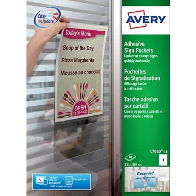 AVERY Sign Pockets L7083 White 221 x 304 mm 10 Labels per Pack