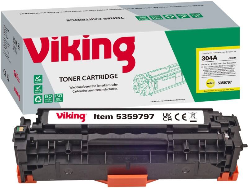 Viking 304A Compatible HP Toner Cartridge CC532A Yellow