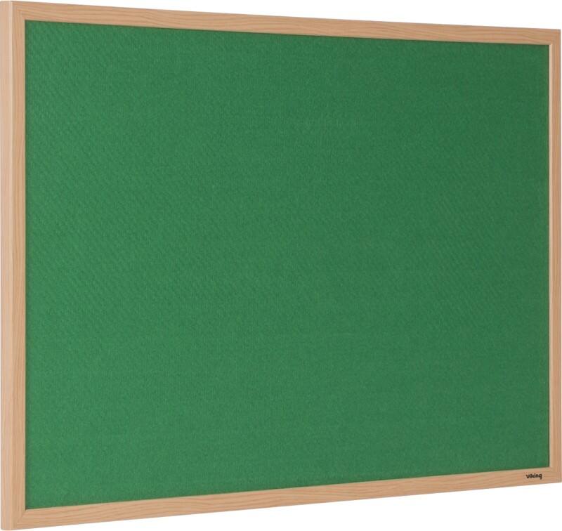 Viking Felt Noticeboard Non Magnetic Wall Mounted 90 (W) x 1.9 (D) x 60 (H) cm Wood Green