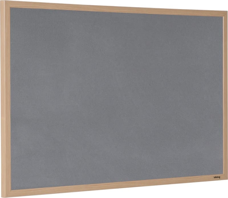 Viking Felt Noticeboard Non Magnetic Wall Mounted 120 (W) x 1.9 (D) x 90 (H) cm Wood Grey