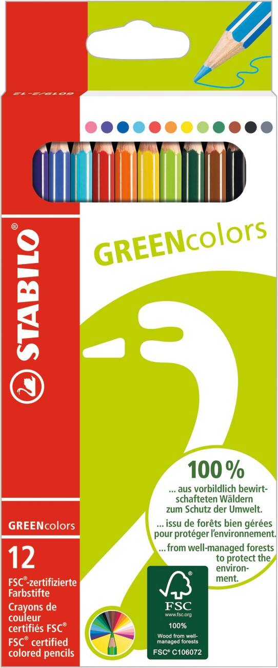 STABILO Colouring Pencils GREENcolors Assorted Pack of 12
