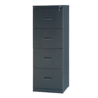 Realspace Knockdown Steel Filing Cabinet with 4 Lockable Drawers 460 x 400 x 1,255 mm Black