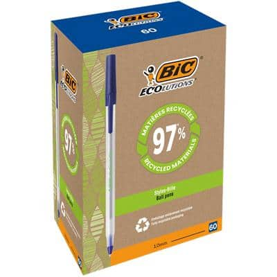 BIC Ecolutions Round Stic Ballpoint Pen Blue Medium 0.4 mm Recycled Pack of 60