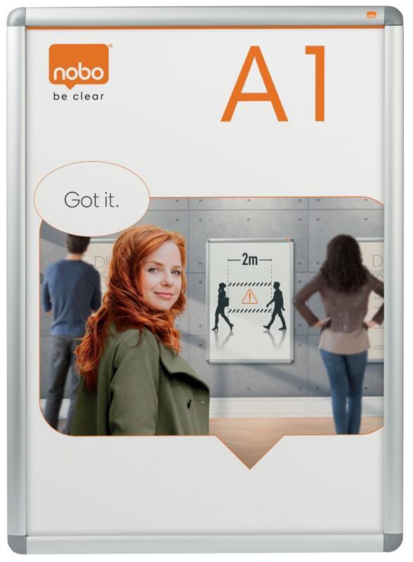 Nobo Premium Plus A1 Snap Frame Silver 1902211 65 (W) x 3.2 (D) x 90 (H) cm 1902211