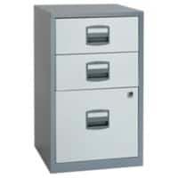 Bisley Filing Cabinet with 3 Lockable Drawers PFA3 413 x 400 x 672mm Silver & White