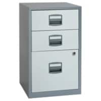 Bisley Steel Filing Cabinet with 3 Lockable Drawers 413 x 400 x 672mm Silver, White