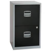 Bisley PFA Steel Filing Cabinet 2 Drawers Lockable 413 x 400 x 672 mm Black, Silver