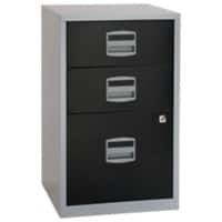 Bisley PFA Steel Filing Cabinet 3 Drawers Lockable 413 x 400 x 672 mm Black, Silver