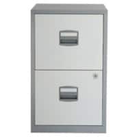 Bisley Filing Cabinet with 2 Lockable Drawers PFA2 413 x 400 x 672mm Silver & White