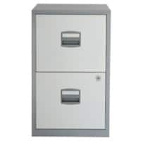 Bisley Steel Filing Cabinet with 2 Lockable Drawers 413 x 400 x 672 mm Silver, White