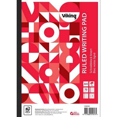 Viking Notepad A4 Ruled Glued Paper Soft Cover White Perforated 400 Pages Pack of 5