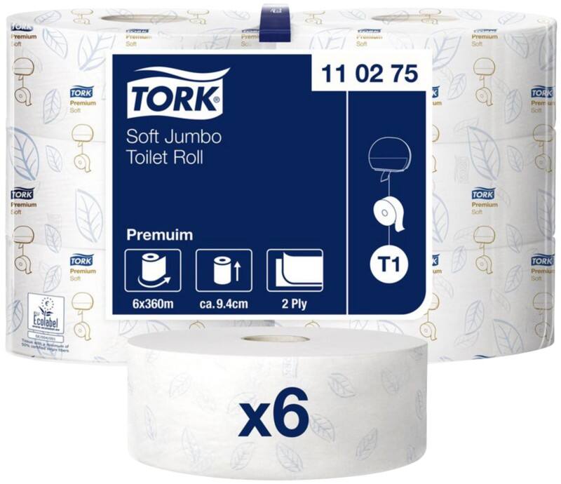 Tork T1 Premium Toilet Roll 2 Ply 110275 6 Rolls of 1800 Sheets
