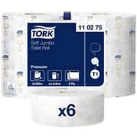 Tork 2 Ply Toilet Rolls T1 Premium Jumbo 6 Rolls of 1800 Sheets
