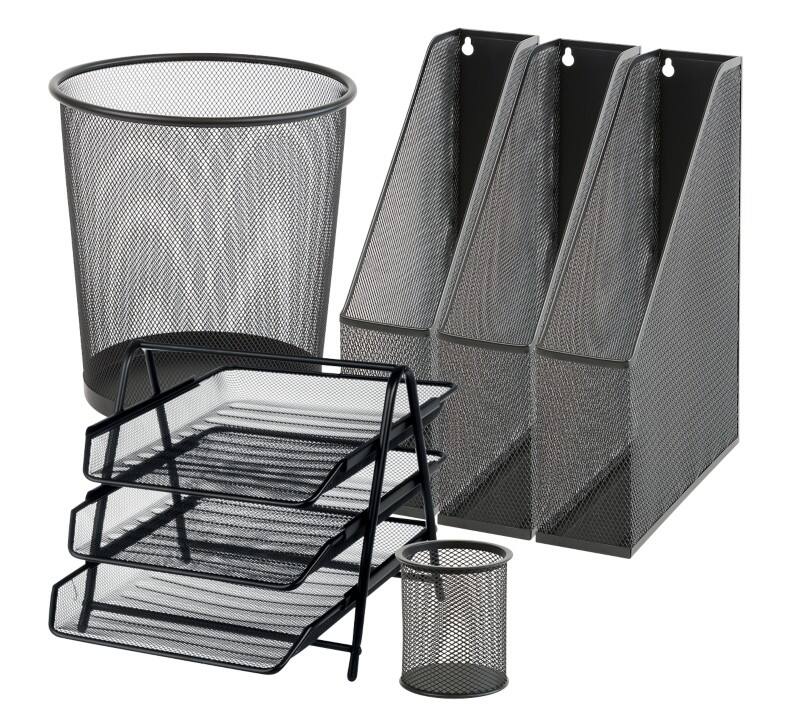 Viking Desk Organiser Silver Mesh, Wire Set of 8