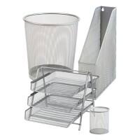 Viking Desk Organiser Silver Mesh, Wire Set of 8