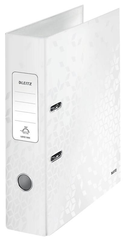 Leitz 180° WOW Wide Lever Arch File A4 80 mm White 2 Rings 1005 Laminated Cardboard Portrait