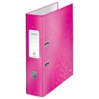 Leitz 180° WOW Lever Arch File A4 80 mm Pink 2 ring 1005 Laminated Cardboard Portrait