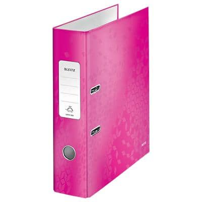 Leitz 180° WOW Lever Arch File A4 80 mm Pink 2 ring 1005 Laminated Cardboard Portrait