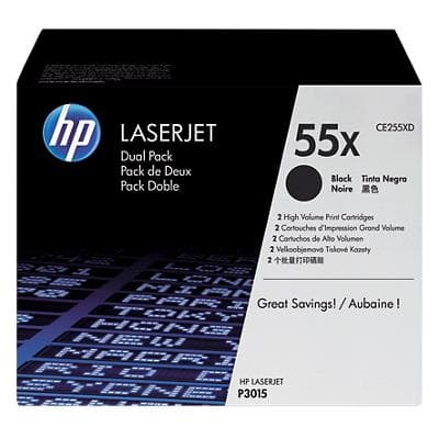 HP 55X Original Toner Cartridge CE255XD Black Pack of 2 Duopack