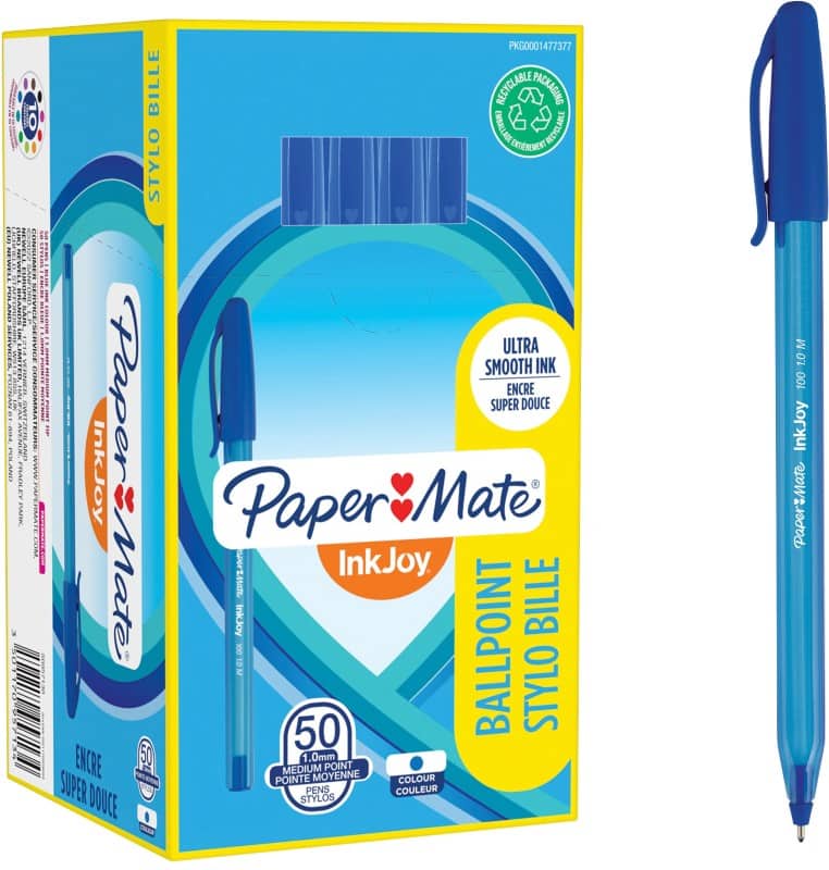 Papermate InkJoy 100 InkJoy 100 Ballpoint Pen Blue 0.8 mm Medium Ballpoint Pack of 50