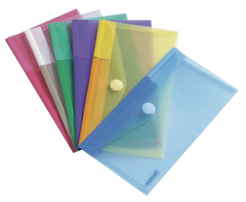 Djois Color Collection Document Wallet 510279 Velcro fastener PP (Polypropylene) Portrait and Landscape 13.5 (W) x 25 (H) cm Assorted Pack of 6