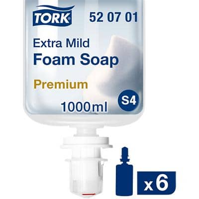Tork Extra Mild Foam Soap - 520701 - Allergy-friendly All-purpose Soap for S4 Dispenser Systems - Premium Quality, Fragrance-free, 1 x 1000 ml