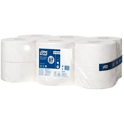 Tork Mini Jumbo 100% Recycled Toilet Roll T2 2 Ply 120238 12 Rolls of 850 Sheets