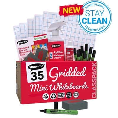 Show-me Whiteboard Non Magnetic Double Pack of 35